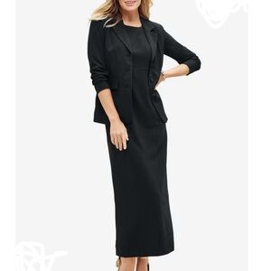 Jessica London 2 piece Stretch Crepe Single Breasted Maxi Jacket Dress NWT